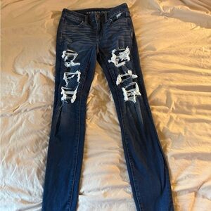 American Eagle Outfitters Dark Blue Distressed Jeans